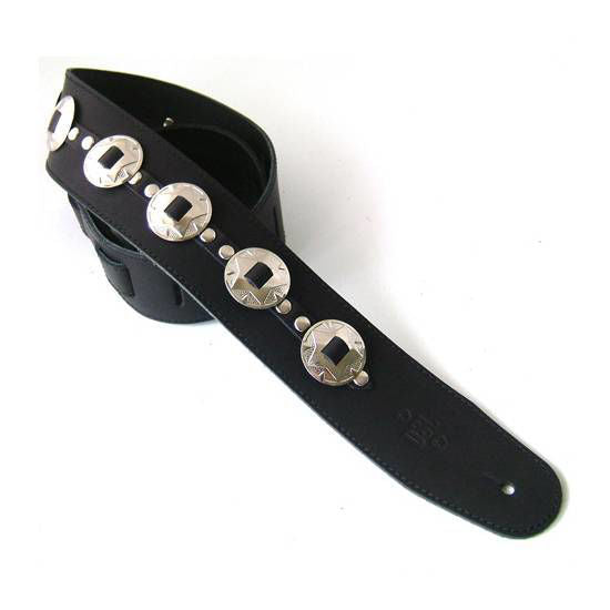 DSL Straps Designers Series Concho Leather Guitar Strap 2.5in - Black Star