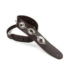 DSL Straps Designers Series Concho Leather Guitar Strap 2.5in - Saddle Brown Flower