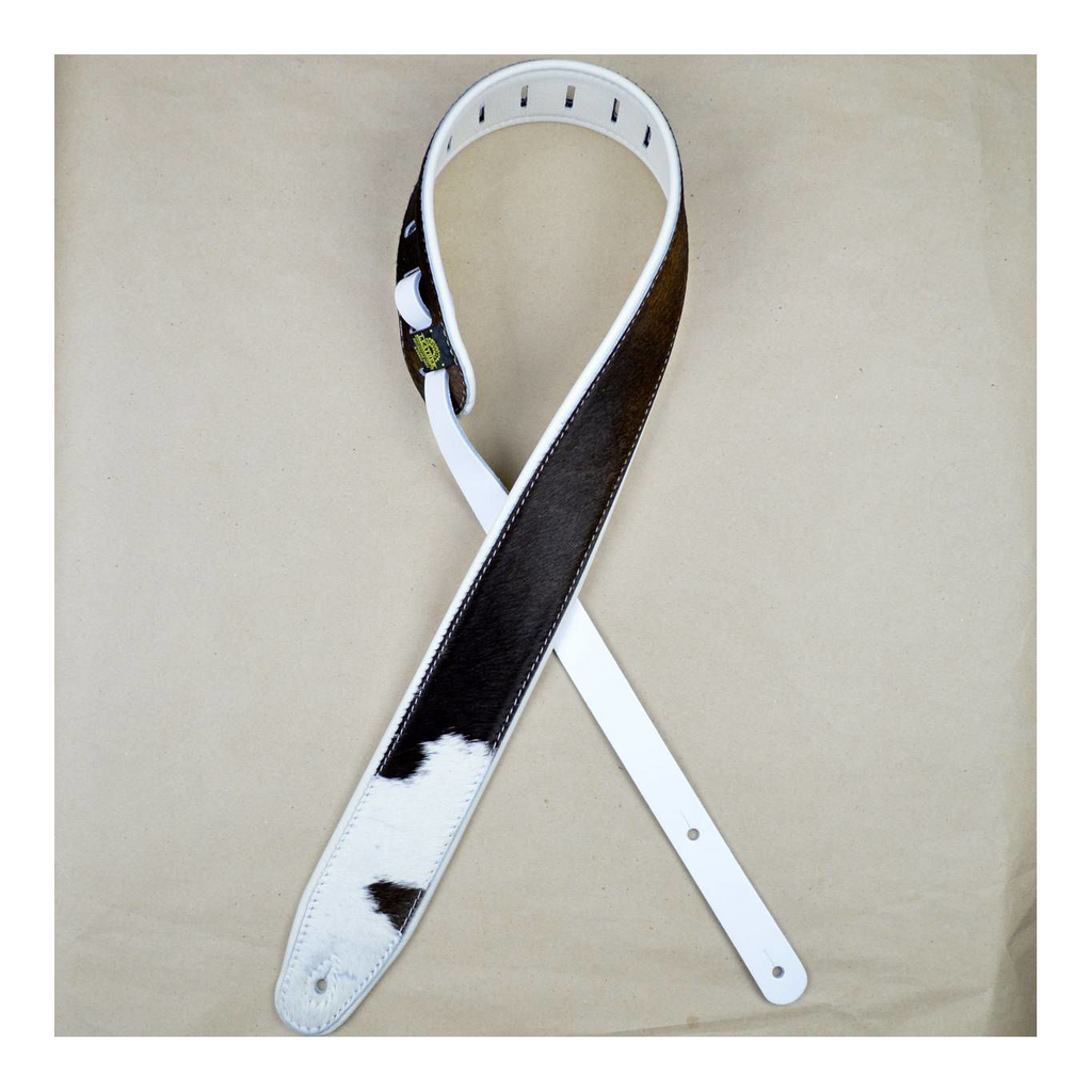 Colonial Leather 2.5inch Cowskin Upholstered & Padded Guitar Strap - White