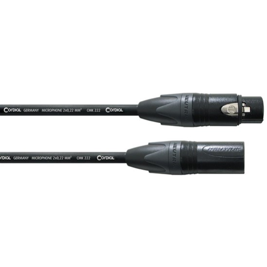 Cordial Select NEUTRIK XLR female to XLR male black 10m PA cable, shown with black connectors and cable length visible.
