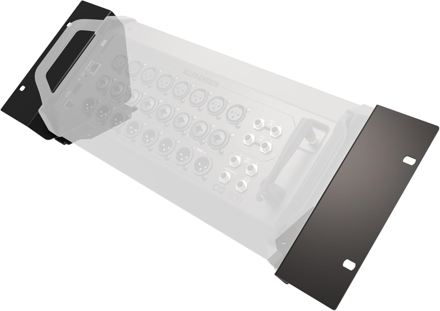 Allen & Heath CQ20B rack mount ears kit, PA accessories, includes mounting brackets for CQ20B mixer, black metal construction.
