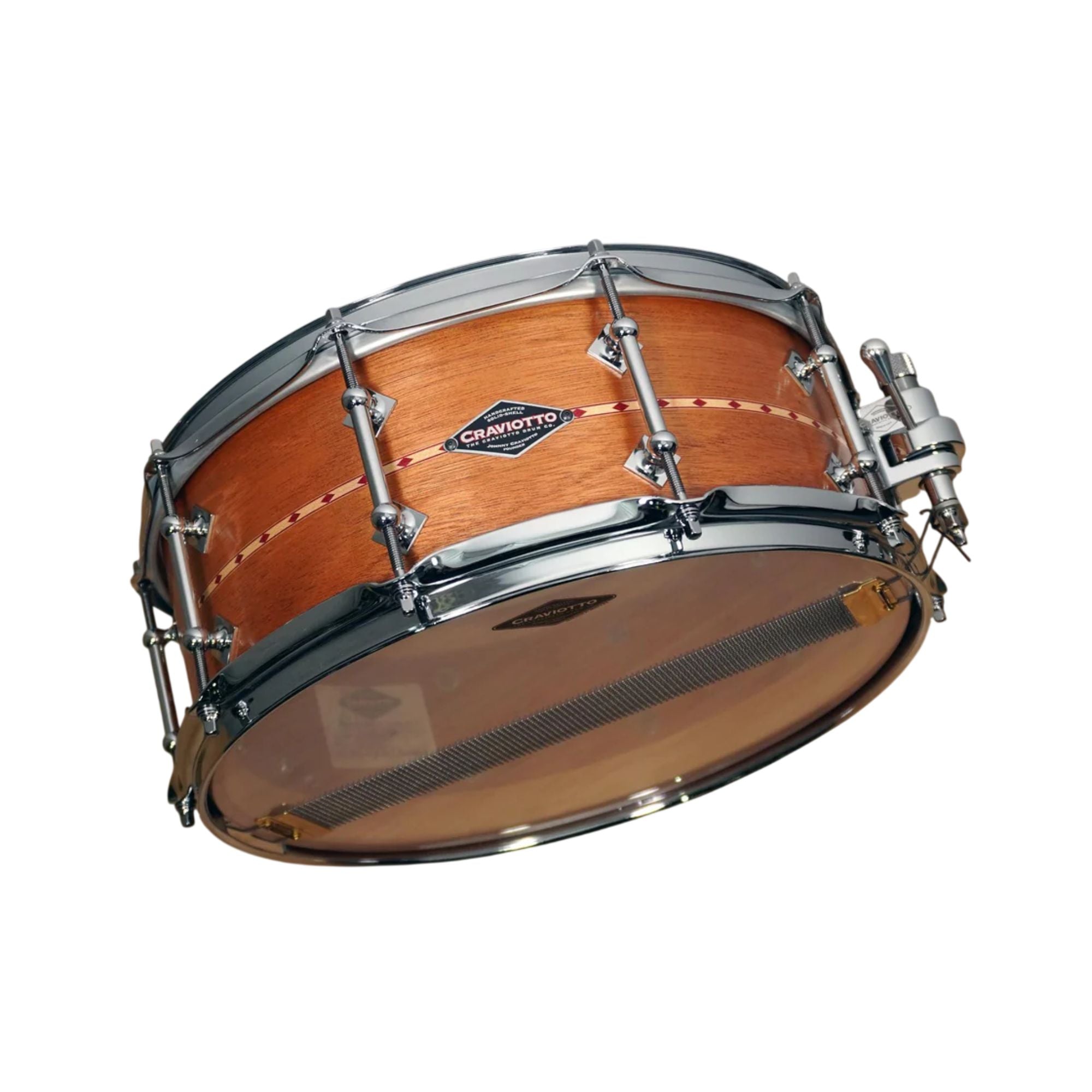 Craviotto Custom Shop Snare 14 x 5.5 Mahogany w/Red Inlay & 45' Edges