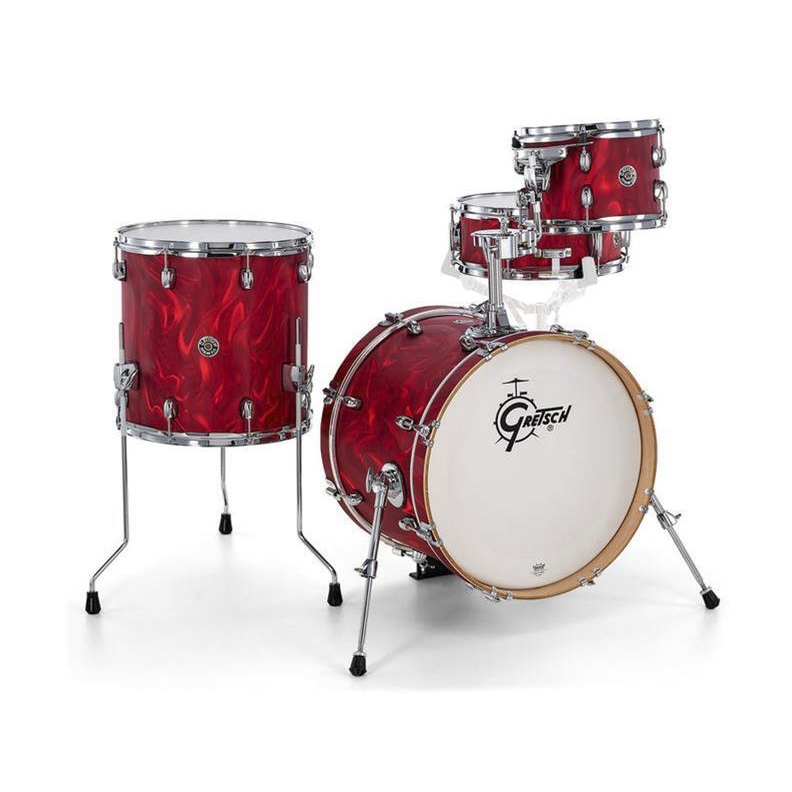 Gretsch Catalina Club CC4 4-Piece Acoustic Drum Kit with 18in Bass Drum in Red Satin Flame