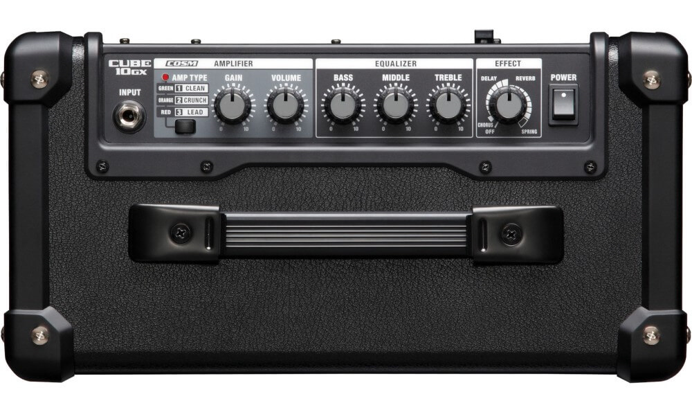 Roland Cube-10GX 10W guitar combo amplifier with 1x8 speaker and onboard effects, ideal for practice and small performances.