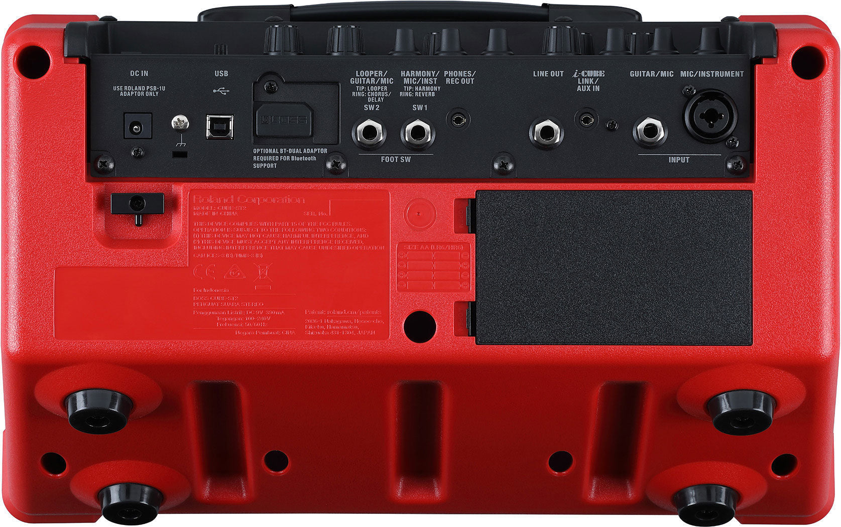 BOSS Cube Street 2 Battery Powered Stereo Amplifier in Red