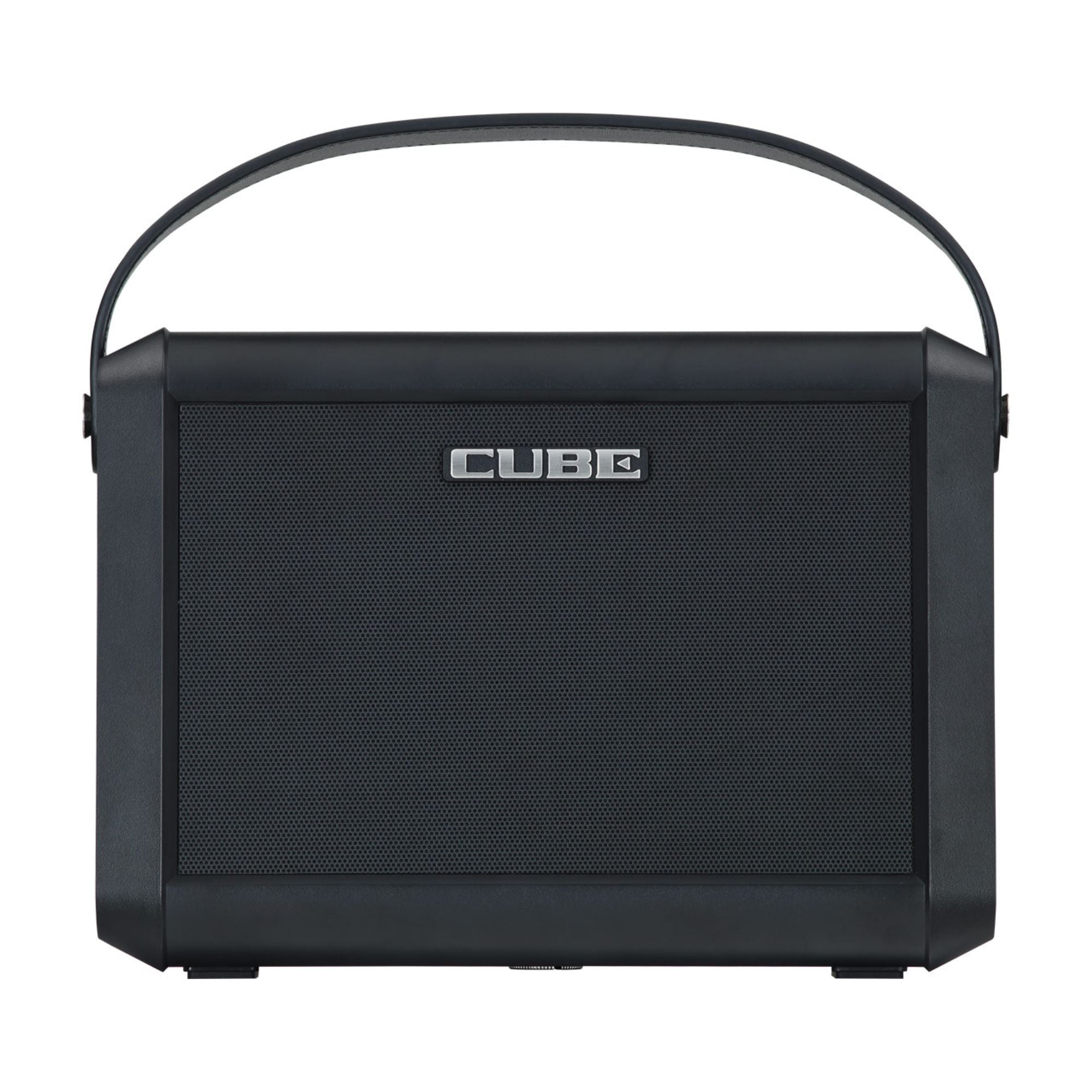 Roland Cube Street Mini guitar amplifier with dual speaker setup and control knobs, ideal for portable musical performances.