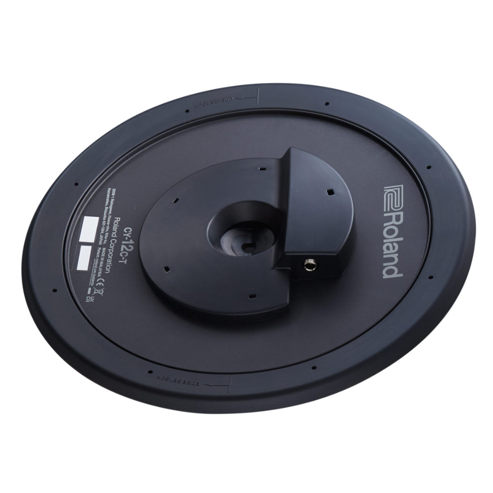 Roland V-Cymbal Thin Crash 12-inch electronic drum cymbal with detailed surface texture and mounting hole for electronic drum kits.