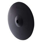 Roland CY-16RT Thin Crash/Ride Cymbal for electronic drums, close-up of the cymbal's textured surface and mounting hole.