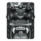 Orange King Comp VCA Compressor effects pedal, close-up of the orange guitar pedal with control knobs and input/output jacks.