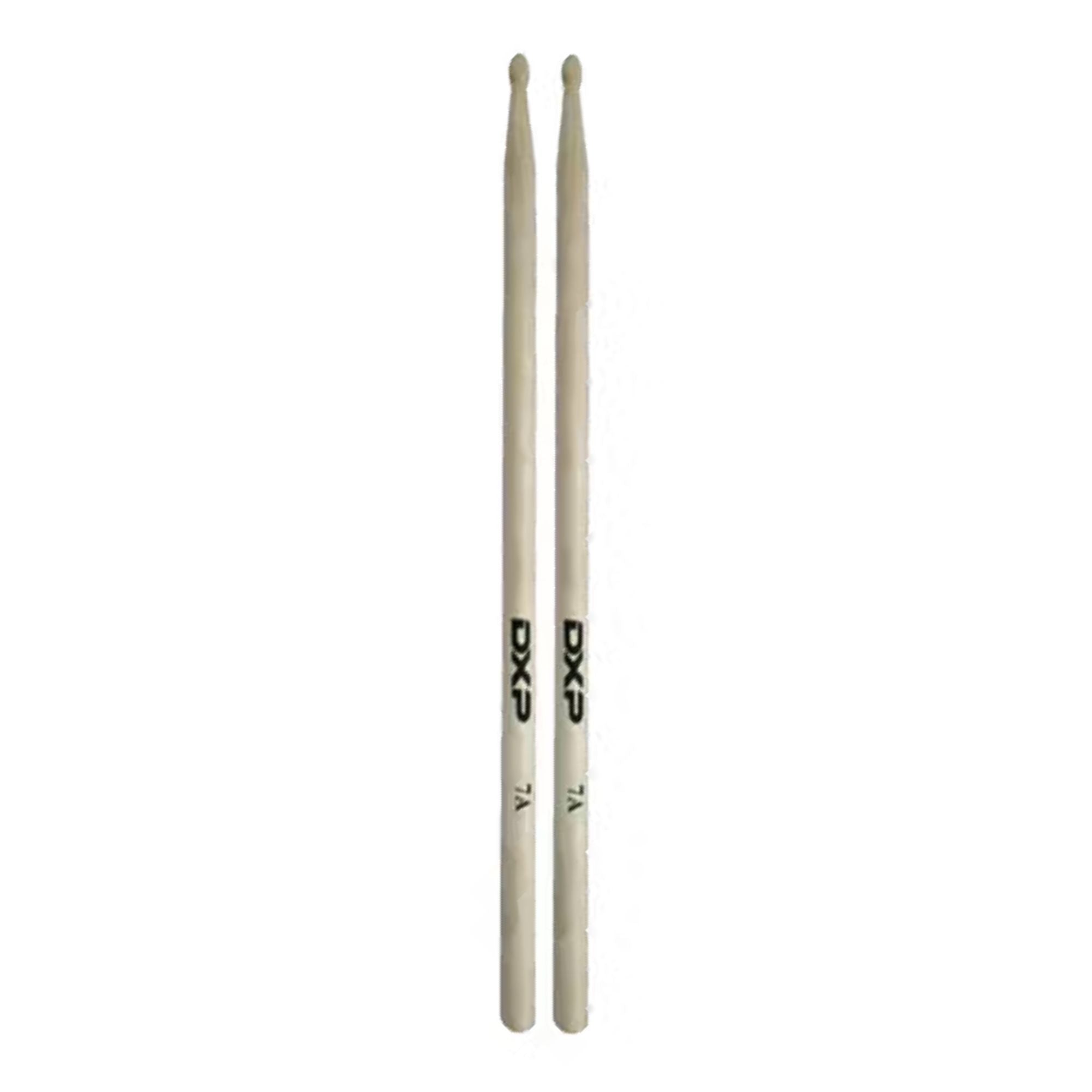 DXP Oak 7A drum sticks showing natural wood finish and ergonomic grip, designed for versatile drumming performance.