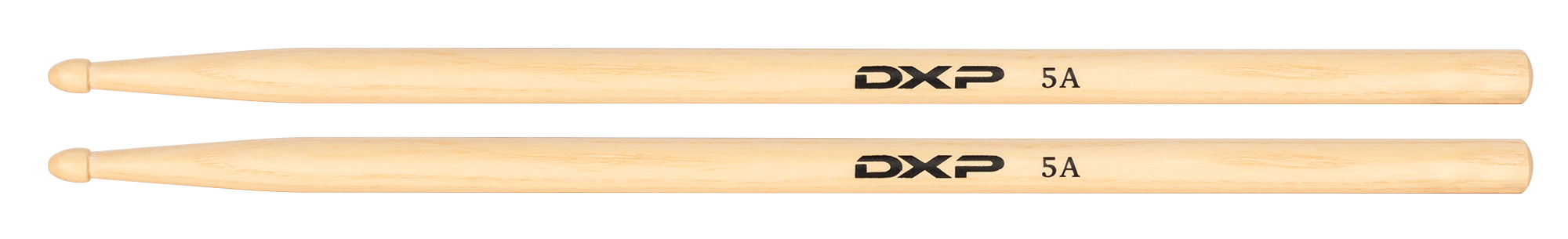 DXP Hickory 5A drum sticks shown, featuring wooden drum sticks for drumming performance and practice.