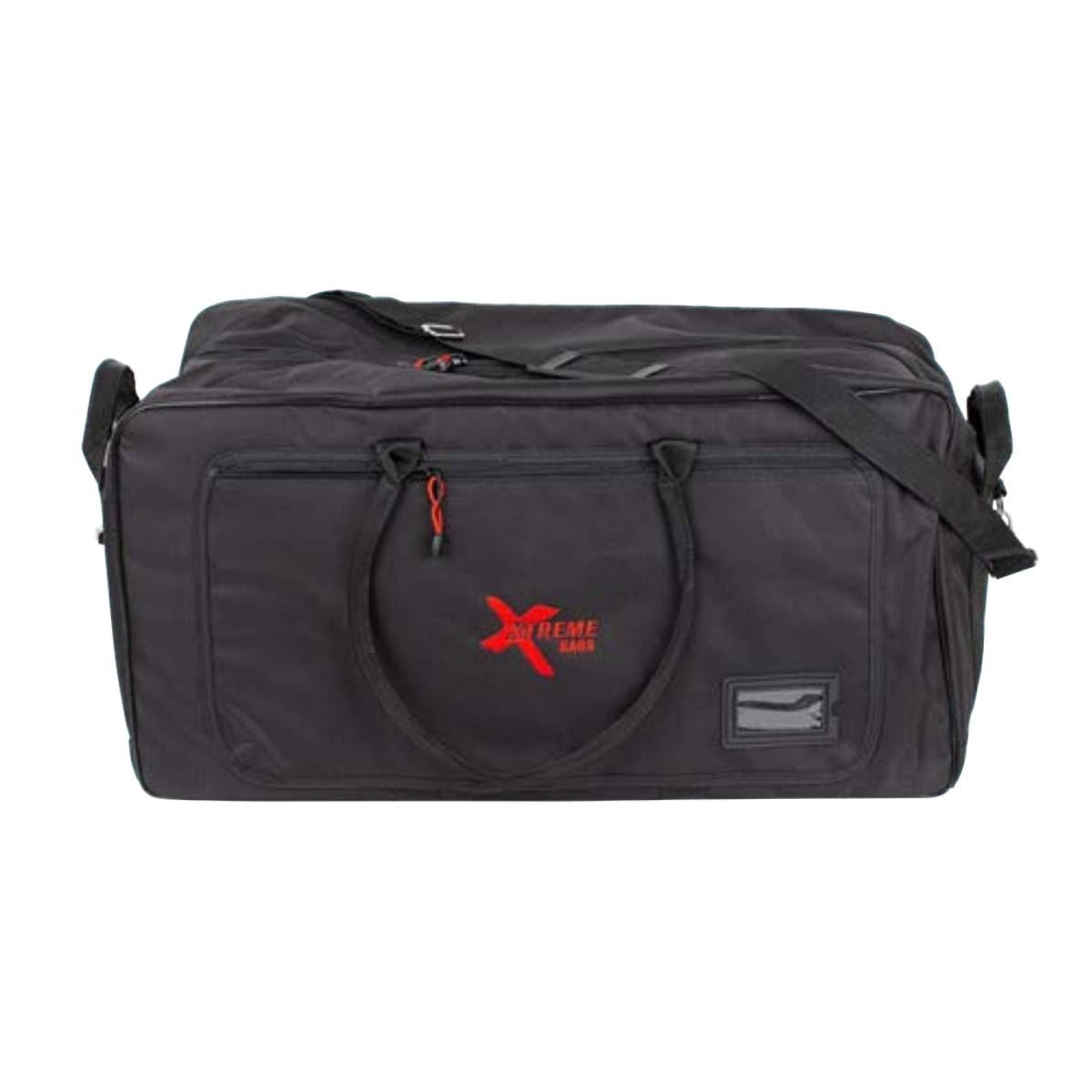 Xtreme 28 Drum Hardware Bag showing padded exterior and zipper compartments for drum hardware storage.