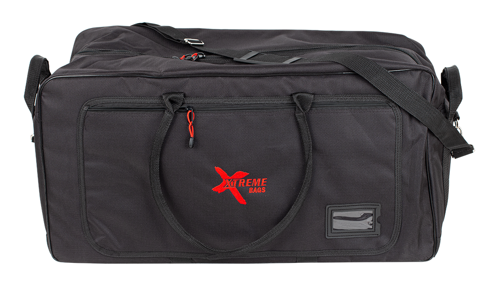 Xtreme 28 Drum Hardware Bag with padded handles and multiple compartments for storing drum hardware and accessories.