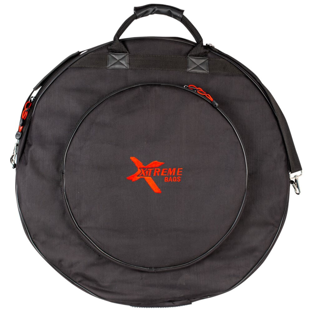 Xtreme DA574 24 Cymbal Bag with padded compartments for drum cymbals, durable black fabric, and carrying handles.