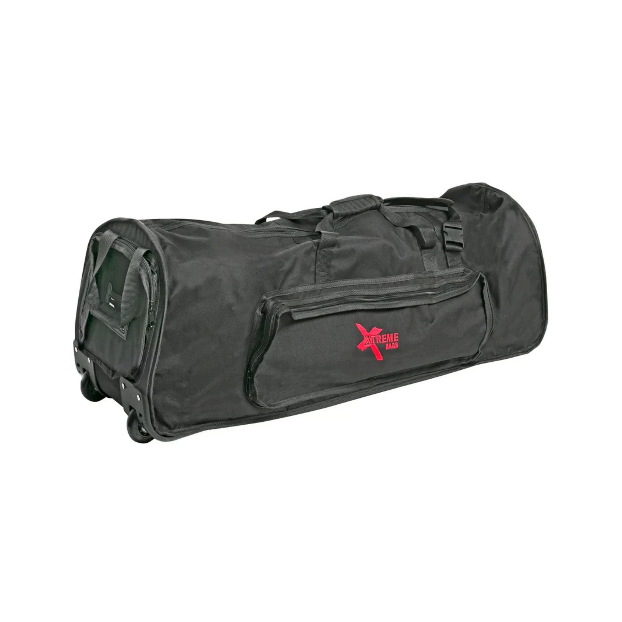 Xtreme DA585W 38-inch drum hardware bag with wheels, durable black case designed for transporting drum accessories and hardware.