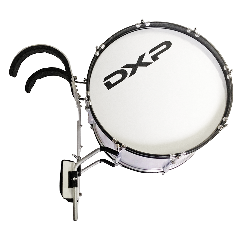 DXP Marching bass drum 18 x 12 with harness. Metallic Silver