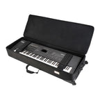 SKB soft case for 88-note keyboards, padded black keyboard bag with handles and zippers, designed for easy transport and protection.