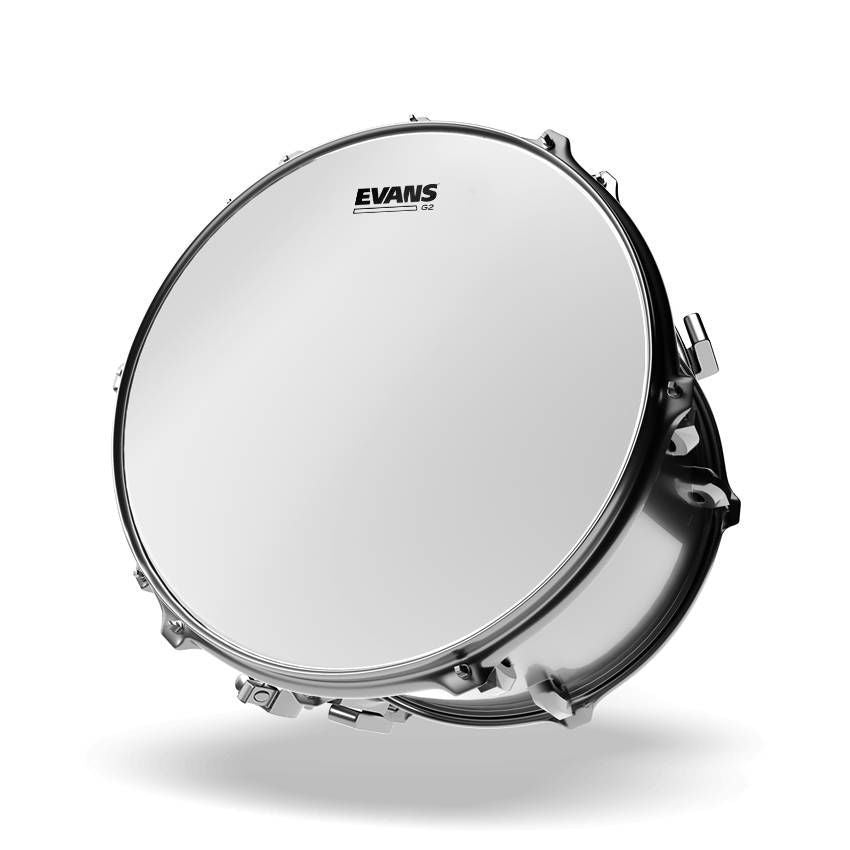 Evans 8 inch Genera G2 coated drum head for drums, showing a close-up of the drum head with a textured surface.