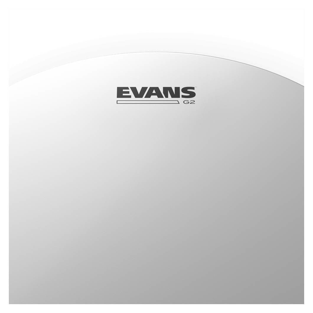 Evans 8-inch Genera G2 coated drum head with a black surface and brand logo, designed for drum set percussion.