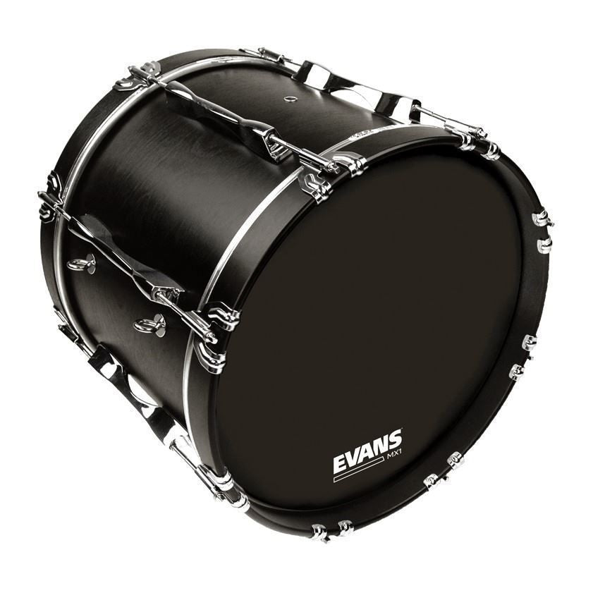 Evans MX1 Black Marching Bass Drum Head, 24 Inch
