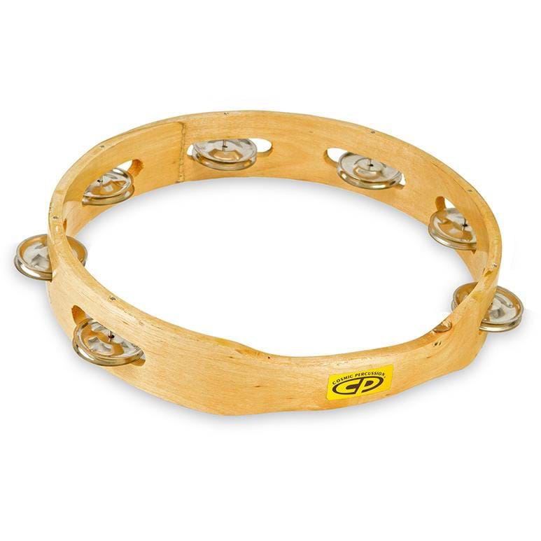 CP 389 10 inch Wood Headless Tambourine, Single Row Jingles