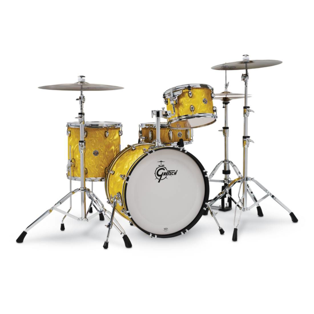 Gretsch Catalina Club CC4 4-Piece Acoustic Drum Kit with 20in Bass Drum in Yellow Satin Flame
