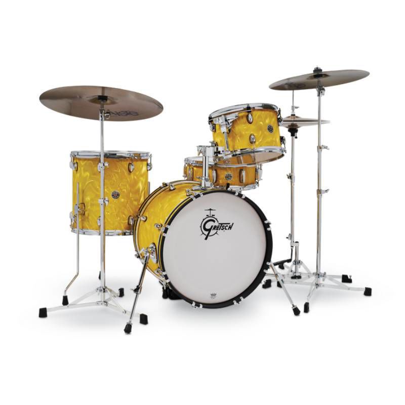 Gretsch Catalina Club CC4 4-Piece Acoustic Drum Kit with 18in Bass Drum in Yellow Satin Flame