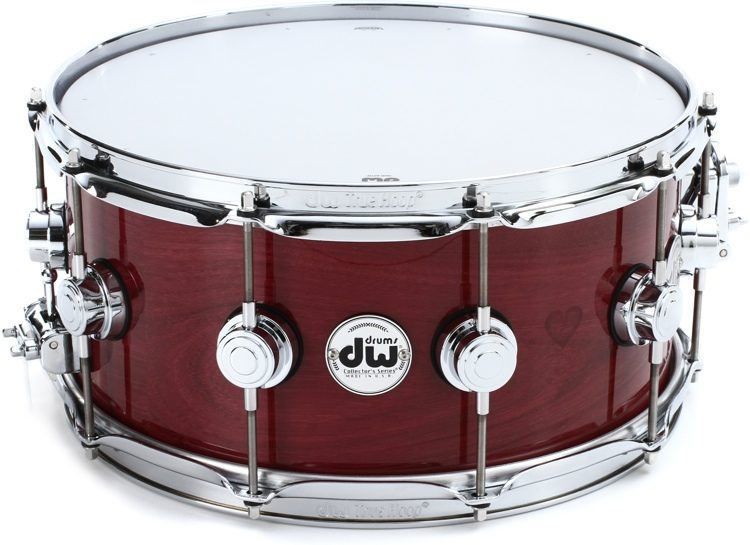 DW Collectors Lacquer Custom 6.5 x14 Snare Drum Purple Heart Cr/Hw