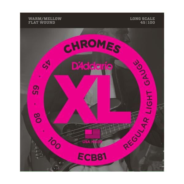 D'Addario ECB81 Bass Guitar Strings 45-100 Chromes Flat Wound Long Scale