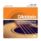 D'Addario EJ15 Acoustic Guitar Strings 10-47 Phosphor Bronze Extra Light
