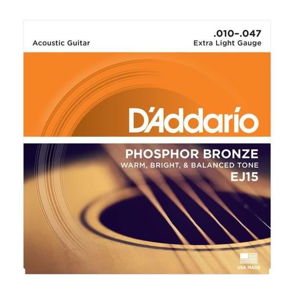 D'Addario EJ15 Acoustic Guitar Strings 10-47 Phosphor Bronze Extra Light
