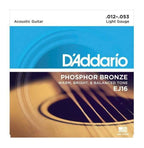 D'Addario EJ16 Acoustic Guitar Strings 12-53 Phosphor Bronze Light