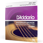 D'Addario EJ38H Acoustic Guitar Strings 10-27 Phosphor Bronze High String/Nashville Tuning