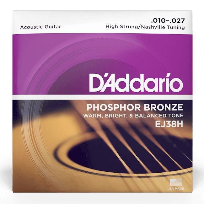 D'Addario EJ38H Acoustic Guitar Strings 10-27 Phosphor Bronze High String/Nashville Tuning