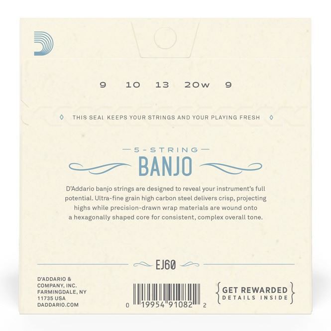D'Addario EJ60 5-String Banjo Strings - Nickel Light - 9-20
