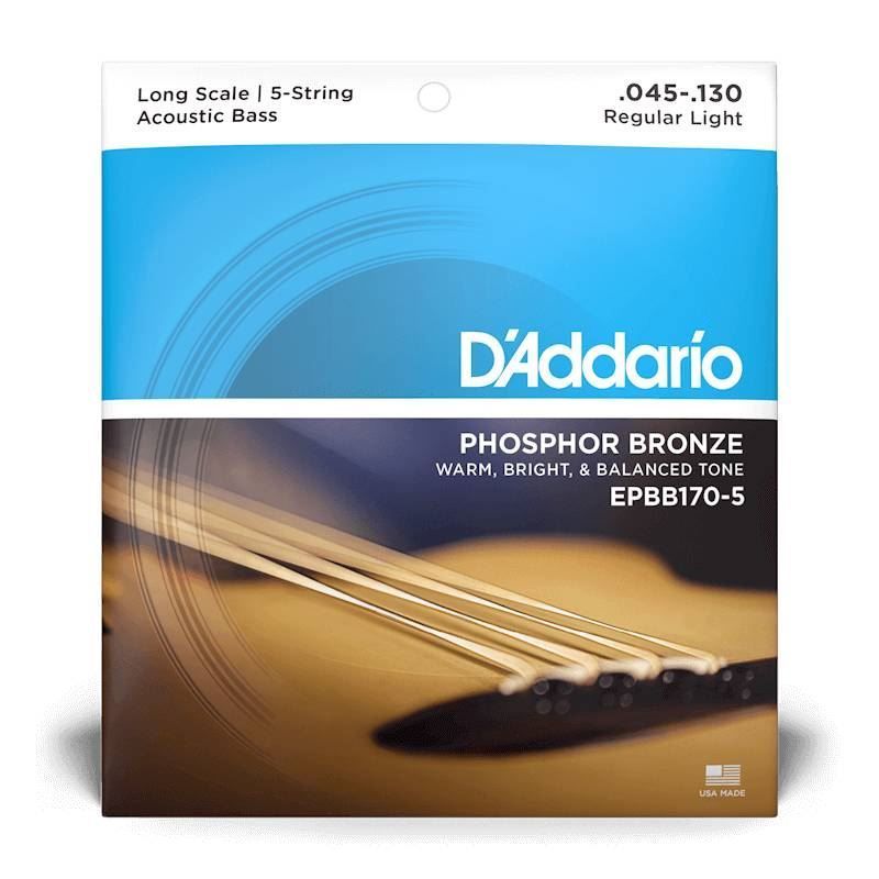 D'Addario EPBB170-5 45-130 Phosphor Bronze 4-String Acoustic Bass Guitar Strings