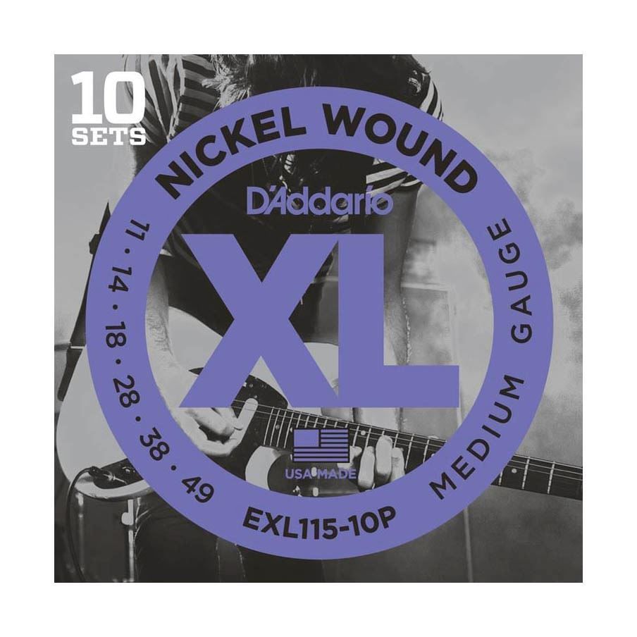 D'addario EXL115 10 Pack 11-49 Medium Electric Guitar Strings