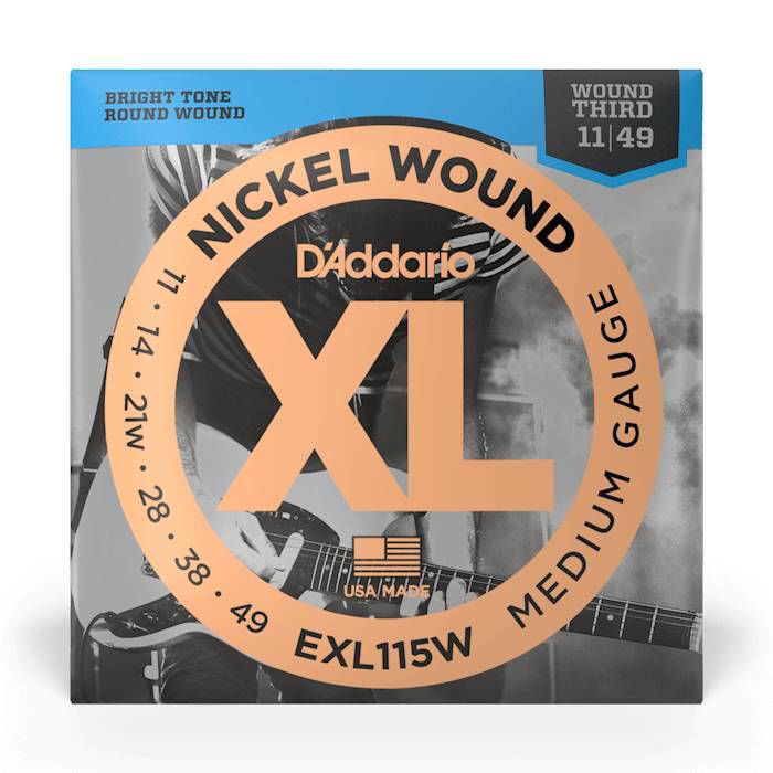 D'Addario EXL115W 11-49 Medium Nickel Wound Electric Guitar Strings