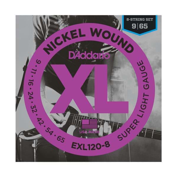 D'Addario EXL120-8 8-String Electric Guitar Strings 9-65 Super Light
