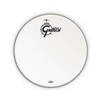 Gretsch Drums 22-inch white logo top drumhead with brand logo, suitable for drum kit use.