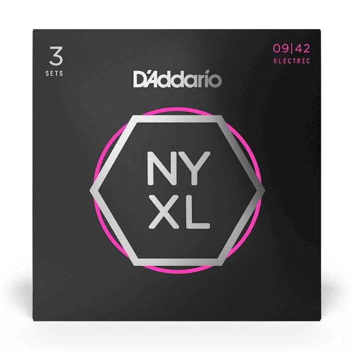 D'Addario NYXL09423P 09-42 Super Light Nickel Wound Electric Guitar Strings - 3 Pack