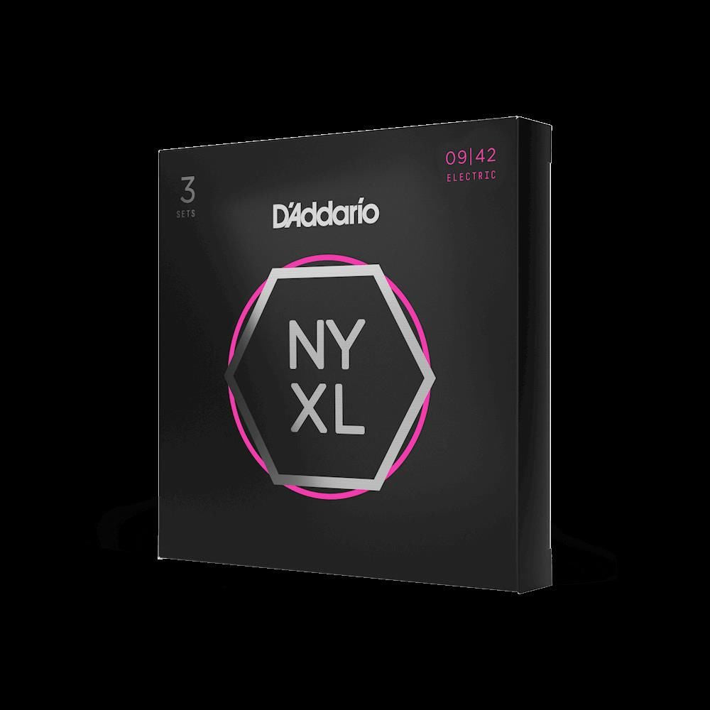 D'Addario NYXL09423P 09-42 Super Light Nickel Wound Electric Guitar Strings - 3 Pack