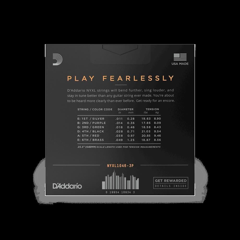 D'Addario NYXL10463P 10-46 Regular Light Nickel Wound Electric Guitar Strings - 3 Pack