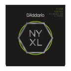 D'Addario NYXL1156 electric guitar strings with nickel wound medium top and extra-heavy bottom, 11-56 gauge, on a guitar.
