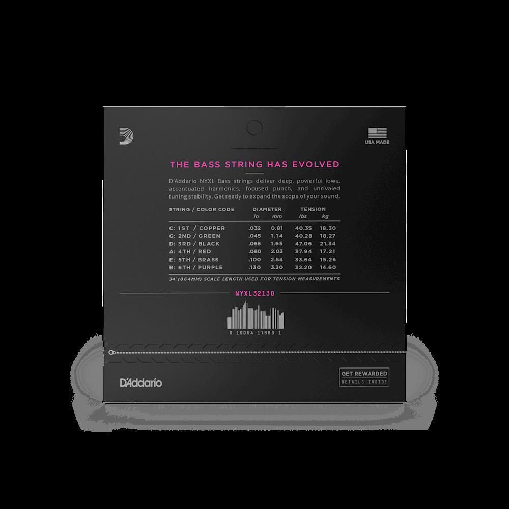 D'Addario NYXL32130 32-130 Light 6-String Bass Guitar Strings