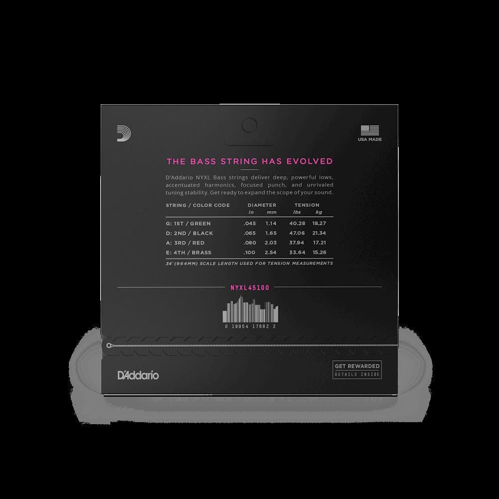 D'Addario NYXL45100 45-100 Light Bass Guitar Strings