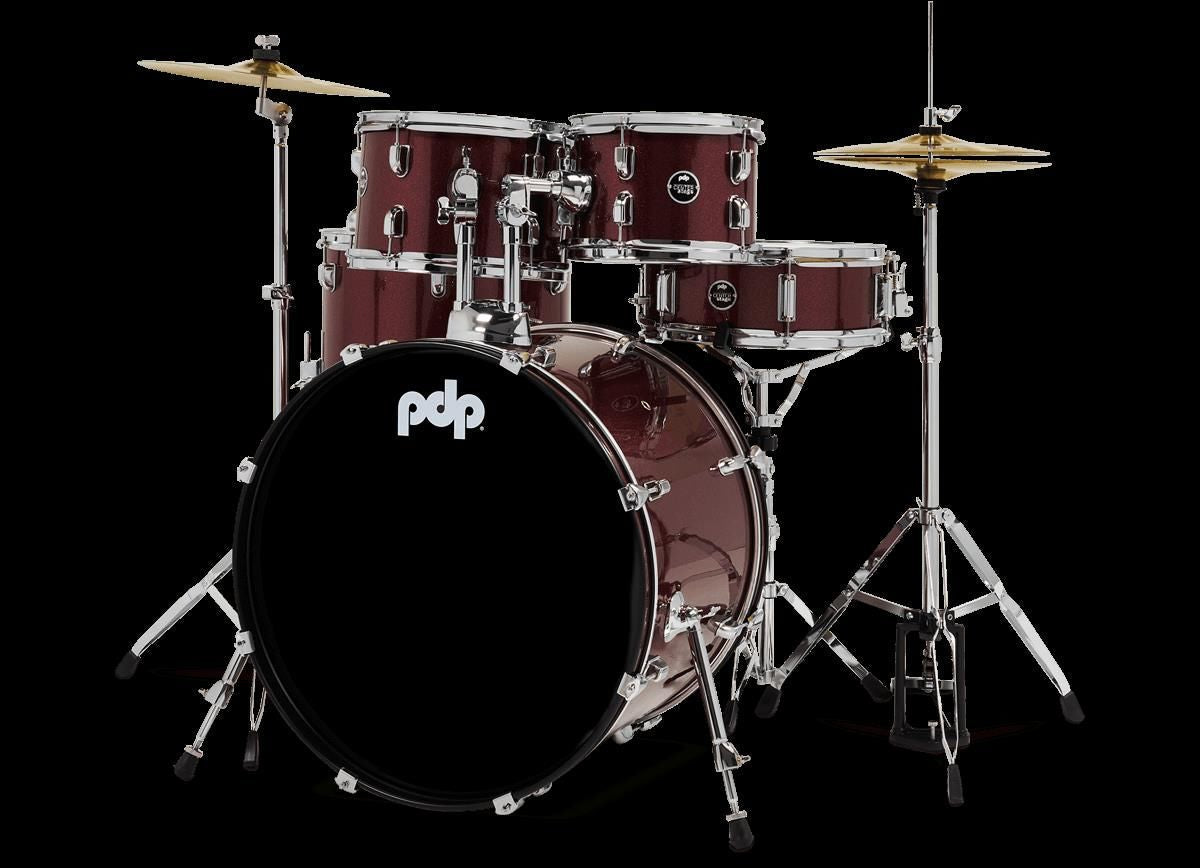 PDP Centerstage Series 5-Piece Drum Kit with 22in Bass Drum in Ruby Red