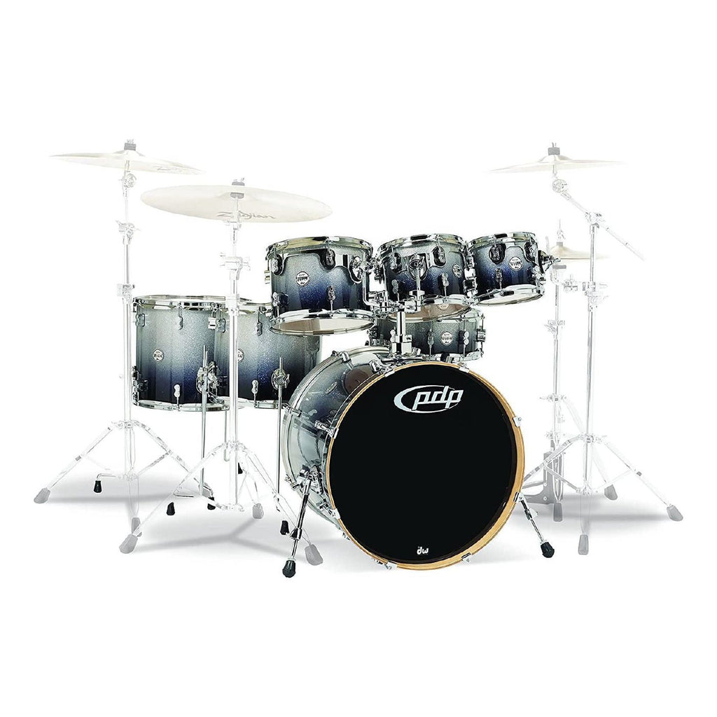PDP Concept Maple Series 7-Piece Drum Kit with 22 Inch Bass Drum - Silver to Black Fade