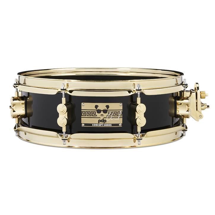 PDP Eric Hernandez Signature 14x3 in 6 ply Maple Snare Drum in Piano Black Lacquer with Gold Hardware