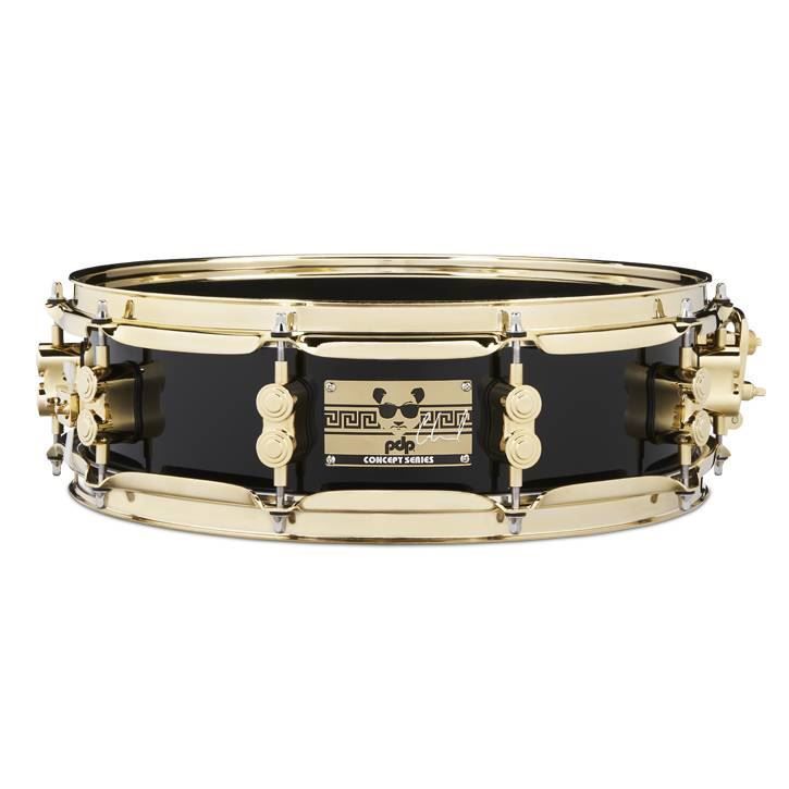 PDP Eric Hernandez Signature 14 x4 in 6ply Maple Snare Drum in Piano Black Lacquer with Gold Hardware